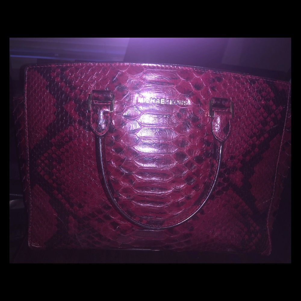 Michael Kors Red Snakeskin Handbag